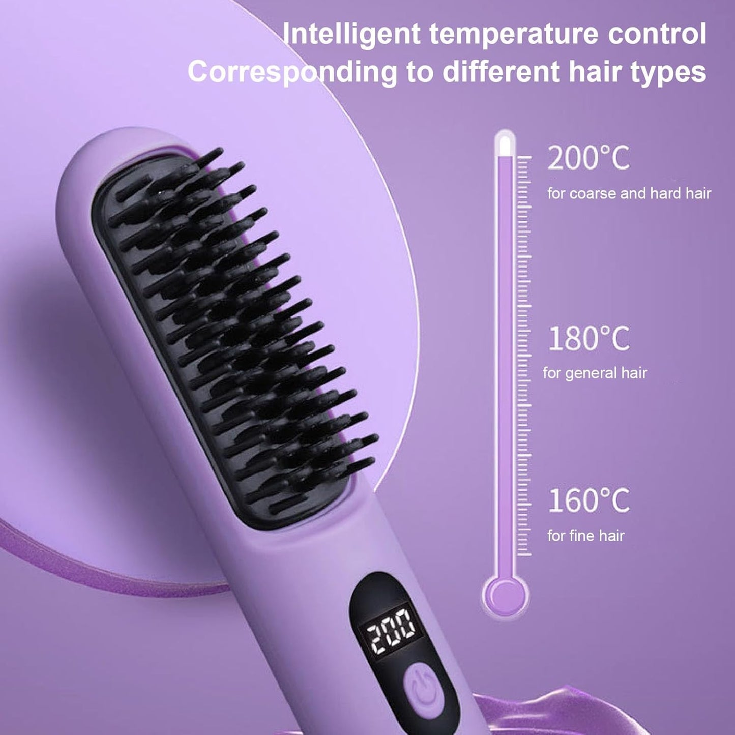 Get Your Hair Game On with the Portable Cordless Hair Straightener Brush - The Purple Magic Wand for Sleek Styles and Smooth Moves!