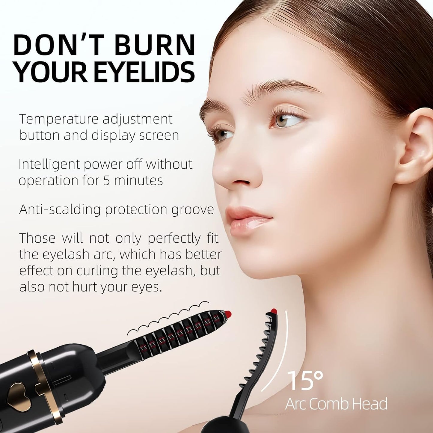 Heated Eyelash Curler, Heated Lash Curler, Eyelash Curler Heated, Electric Eyelash Curler Heated with Silicone Pad Safe for Natural Long-Lasting Eyelashes (Black, X8-132MM)