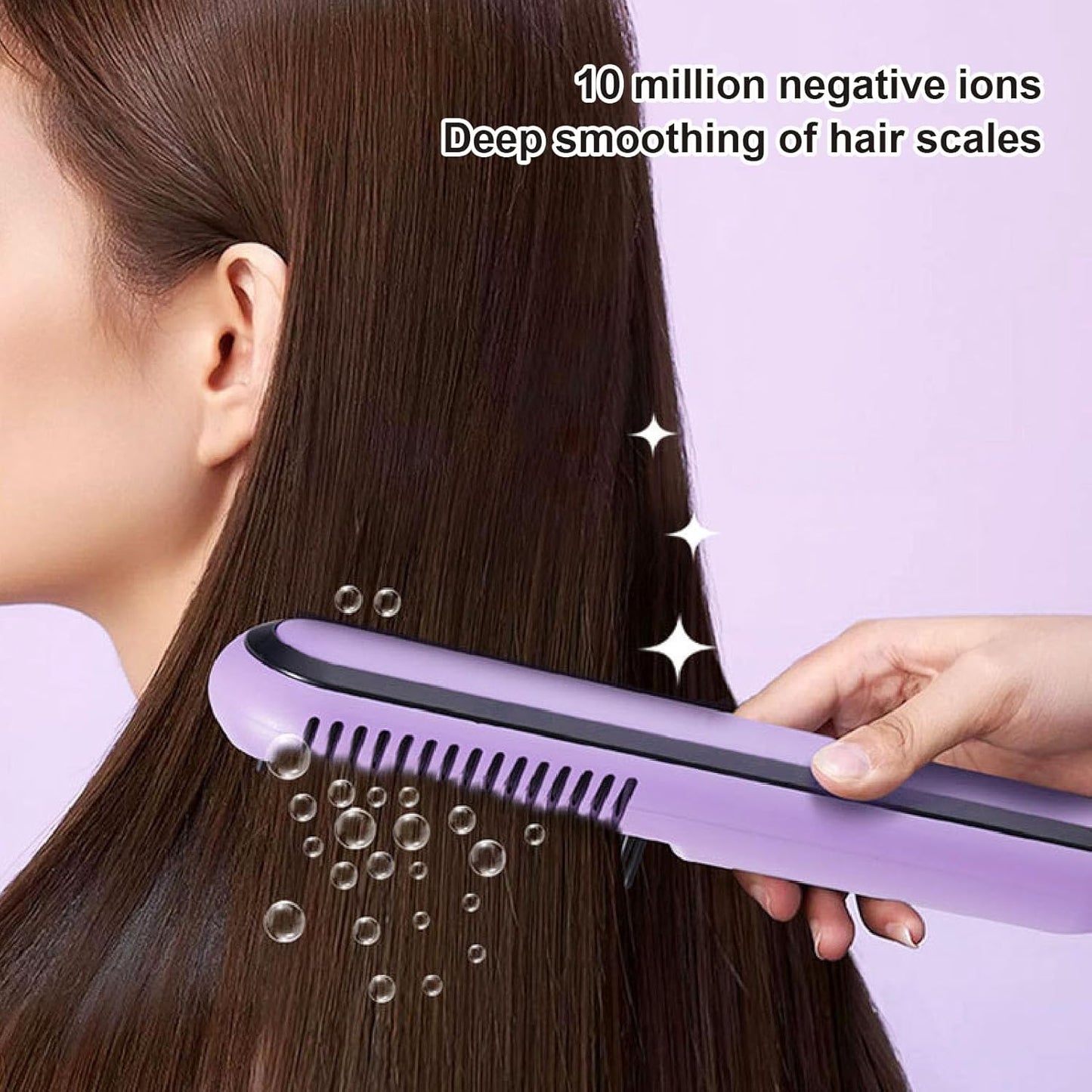 Get Your Hair Game On with the Portable Cordless Hair Straightener Brush - The Purple Magic Wand for Sleek Styles and Smooth Moves!