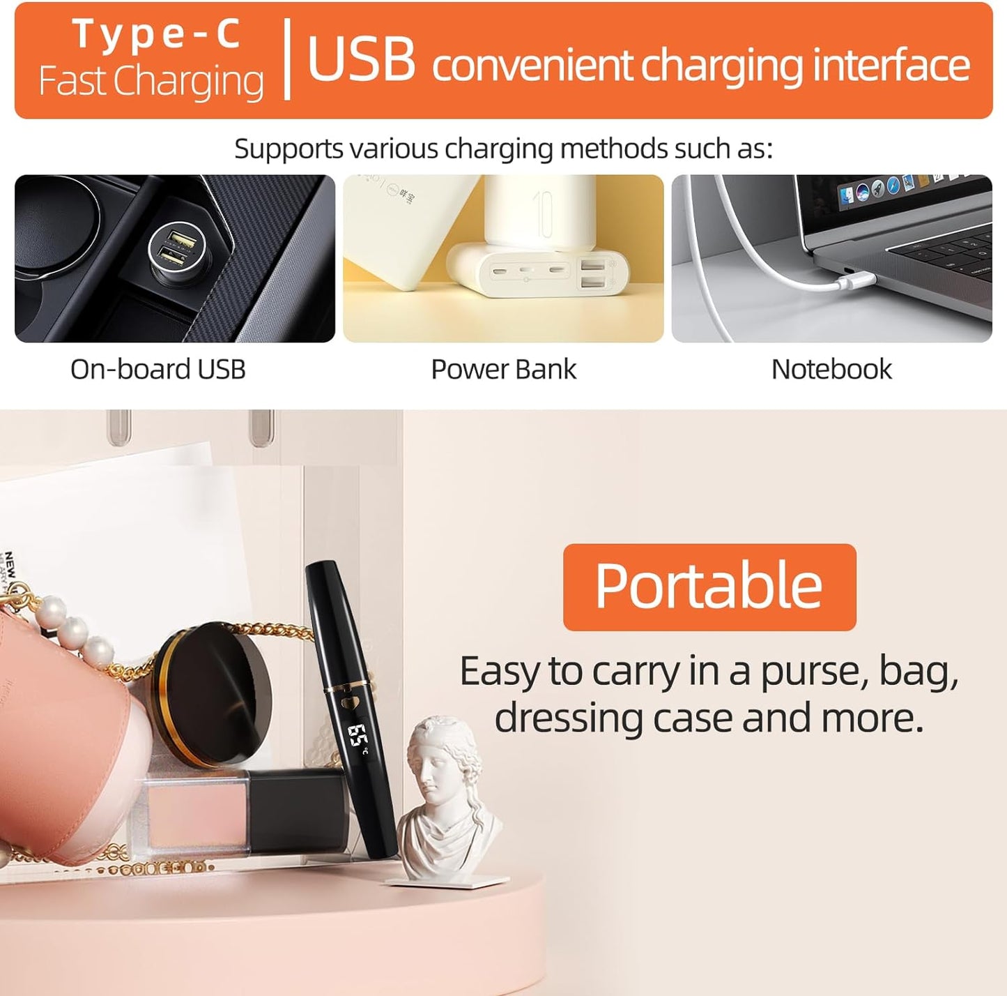 Heated Eyelash Curler, Heated Lash Curler, Eyelash Curler Heated, Electric Eyelash Curler Heated with Silicone Pad Safe for Natural Long-Lasting Eyelashes (Black, X8-132MM)