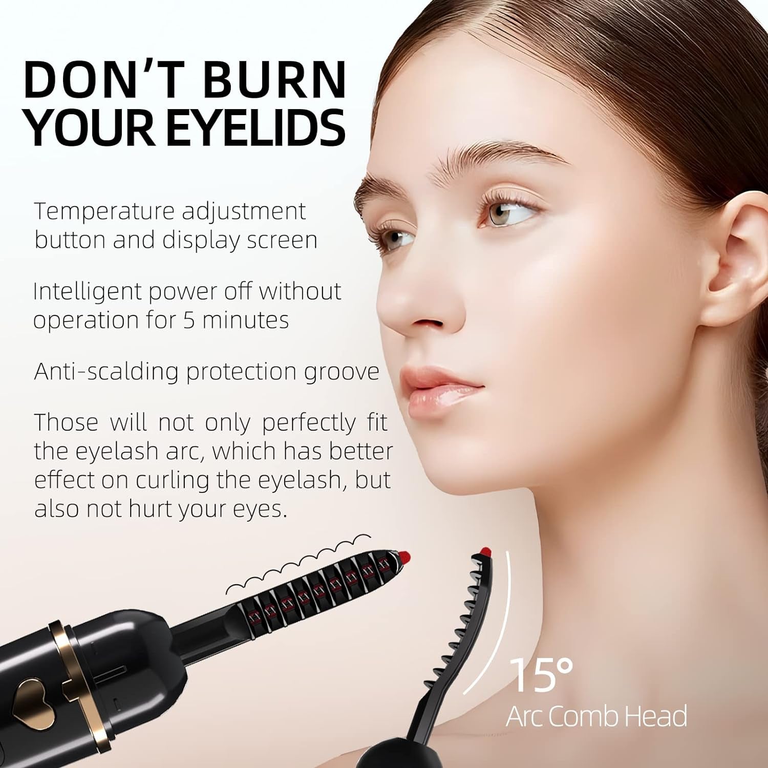 Heated Eyelash Curler, Heated Lash Curler, Eyelash Curler Heated, Electric Eyelash Curler Heated with Silicone Pad Safe for Natural Long-Lasting Eyelashes (Black, X8-132MM)