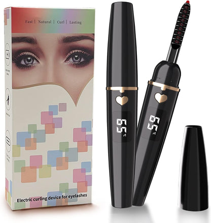 Heated Eyelash Curler, Heated Lash Curler, Eyelash Curler Heated, Electric Eyelash Curler Heated with Silicone Pad Safe for Natural Long-Lasting Eyelashes (Black, X8-132MM)