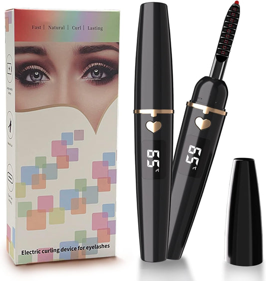 Heated Eyelash Curler, Heated Lash Curler, Eyelash Curler Heated, Electric Eyelash Curler Heated with Silicone Pad Safe for Natural Long-Lasting Eyelashes (Black, X8-132MM)
