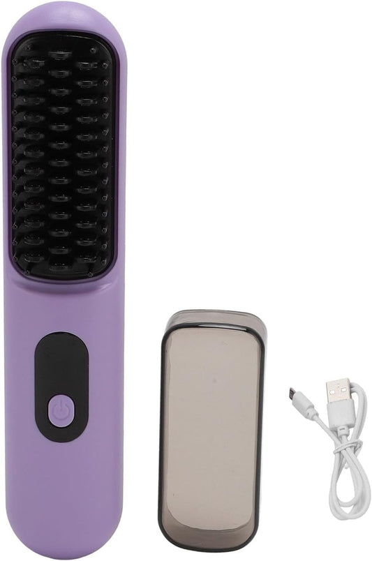Get Your Hair Game On with the Portable Cordless Hair Straightener Brush - The Purple Magic Wand for Sleek Styles and Smooth Moves!